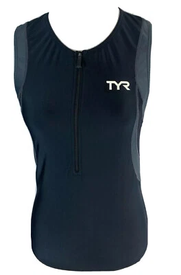 Camiseta sin mangas negra/blanca TYR bicicleta ciclismo 1/4 cremallera bolsa trasera-talla L-unisex Foto 1 de 4