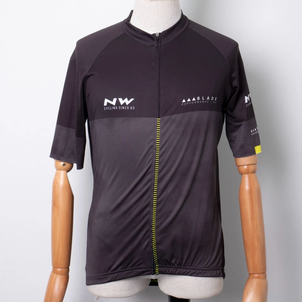 NW Northwave Hombre Cremallera Completa Manga Corta Ciclismo Jersey 2XL - Hoja Negro Gris Foto 1 de 4