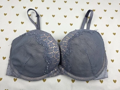 Sexy Sujetador Victorias Secret Bombshell 32D Acento de Encaje GRIS  Foto 1 de 4