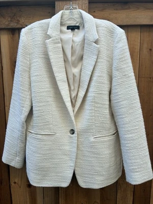 Blazer Ann Taylor The Hutton en tweed marfil blanco forrado talla 14 Foto 1 de 4