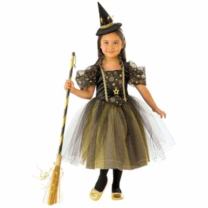 Golden Star Witch Magic Sorceress Halloween Book Week Child Girls Costume - Picture 1 of 3