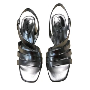 Tacón bloque Lifestride SoftSystem Broadway Slingback plateado talla 7,5 - Imagen 1 de 7