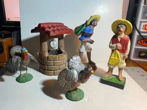 Vintage Mexican Pottery Handmade Clay Figure 7” Lot Of 5 Pieces Oaxaca - Picture 1 of 10