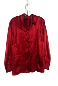 Blusa Lane Bryant Talla Grande 18/20 Roja Manga Larga Abotonada (915) - Imagen 1 de 4