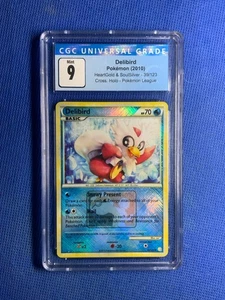 POKEMON CGC 9 MINT CROSS HATCH HOLO DELIBIRD HEARTGOLD SOULSILVER PSA 39/123 - Picture 1 of 2