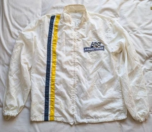 Vintage 1970s Good Year Stripe Racing Windbreaker Jacket Medium - Picture 1 of 8