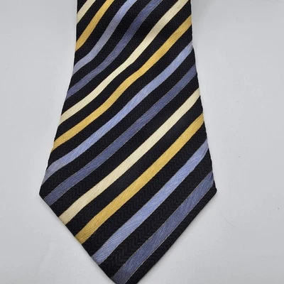 Corbata Alexander Julian Colores Hombre Azul Amarillo con Estampado de Rayas Blancas Foto 1 de 3