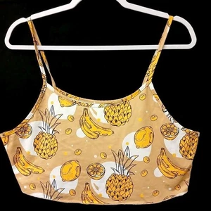 Damen 1XL Gelb Banane Ananas Stretch Ärmellos Crop Top - Bild 1 von 6