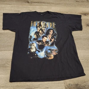 Vintage FarScape Shirt Mens Large Black Scifi TV Series Y2K 2000s Short Sleeve - Picture 1 of 9