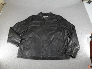 Levis Bomber Jacket Mens 2XL XXL Black Faux Leather Moto Biker Full Zip Pockets - Picture 1 of 14