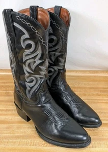 Dan Post Men's Black Leather Made In Mexico 2110 R Cowboy Boots size 9.5 - Picture 1 of 19