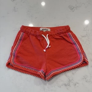 MINI Boden Shorts Size 8Y Pom Trim Jersey Pull On Comfort Drawstring Purple - Picture 1 of 11