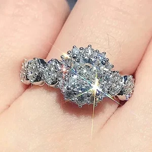 2Ct Cushion Lab Created Diamond Women's Gift Ring 14K White Gold Plated Silver - Picture 1 of 6