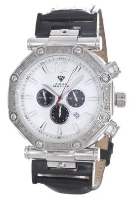 Aqua Master Men's White Mop Dial Octagon Chronograph Diamond Watch W#147 - Image 1 of 3