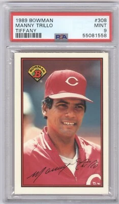 1989 Bowman Tiffany #308 Manny Trillo PSA 9 - Image 1 of 2