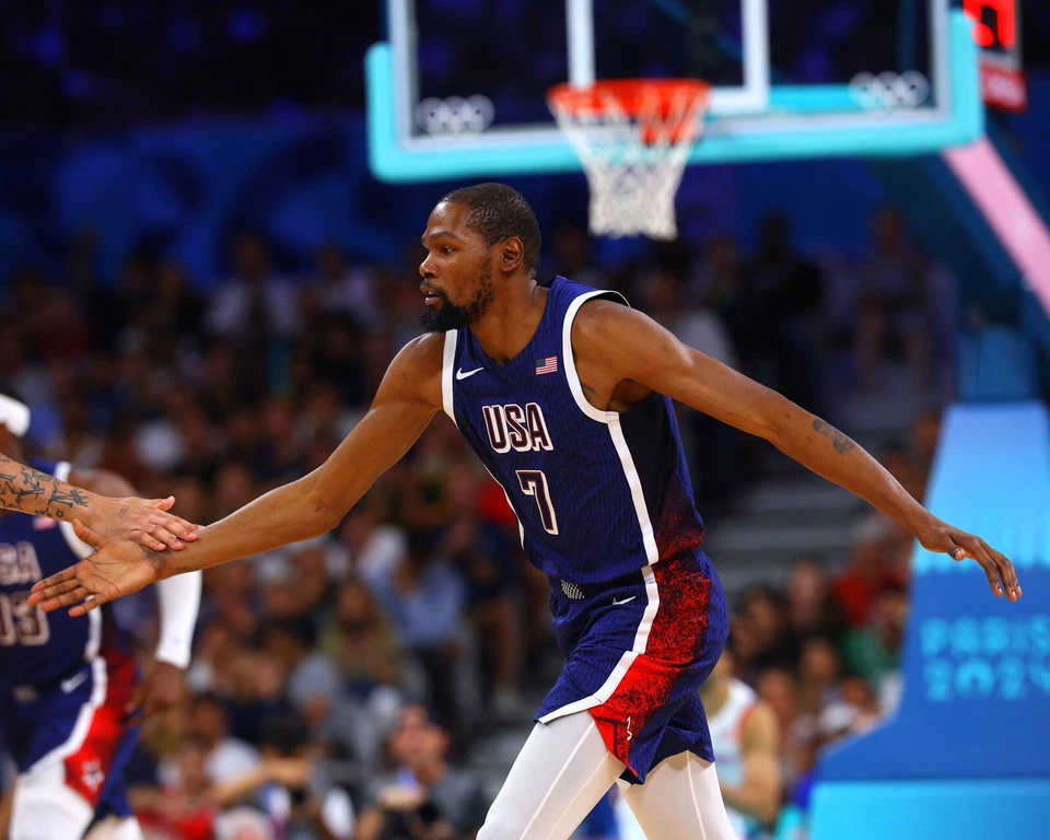 Foto 8x10 Kevin Durant 2024 Equipo Olímpico de París EE. UU. MVP NBA Oro Foto 1 de 1