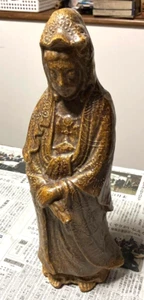 Japanese Pottery Buddha Statue Kannon-Bosatsu Bodhisattva H14.4inch 49.3oz FS - Picture 1 of 15