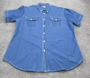 Vintage Balmain Shirt XL 43-44 Denim Short Sleeve Button Up DLGN-45 Virginia - Picture 1 of 17