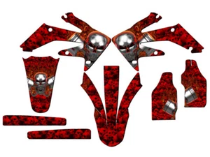 2006-2007 CRF 250R FLAMING GEARHEAD Red Senge Graphics Kit Compatible with Honda - Foto 1 di 4