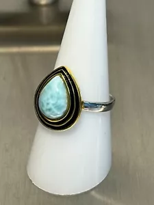 Indianerschmuck XL Larimar ( 9x12 mm )  Ring 950 Silber Gr 18 - Bild 1 von 2