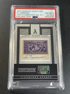AL SIMMONS 2005 DONRUSS SIGNATURE CENTURY STAMPS CUT AUTO 1/1 PSA 8 MLB HOF - Bild 1 von 24