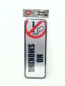 COSCO Insegna Ufficio in Metallo Spazzolato, No Smoking, 9 x 3, Argento/Rosso 039956982078 - Foto 1 di 3