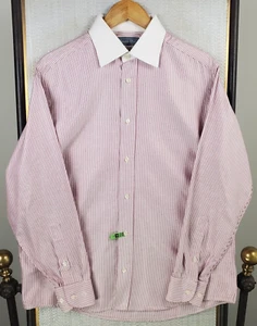 VTG CHRISTIAN DIOR Swiss Cotton Mens Size Large Winchester Shirt Broken Stripe - Picture 1 of 17