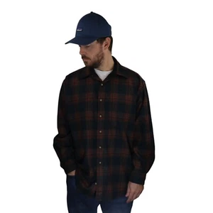 Vintage Pendleton Beach Boys Wool Flannel Shadow Plaid Ombre Shirt Mens Sz Large - Picture 1 of 6