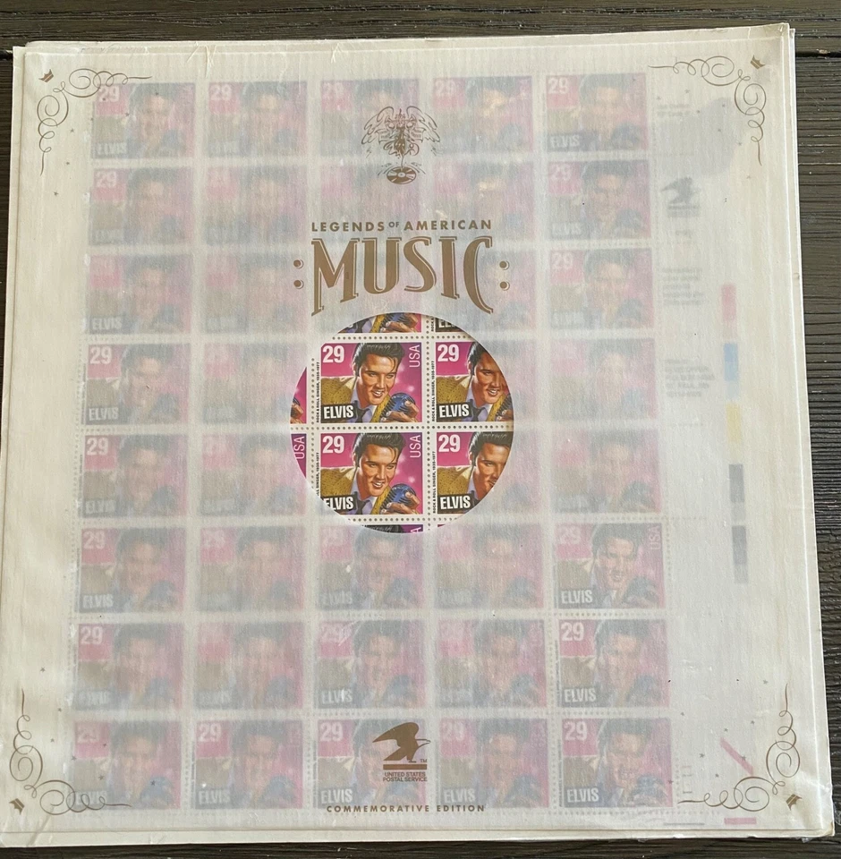 USPS Elvis Presley Stamps Rock & Roll 1992 Full Sheet of 40 - 29 Cent - Image 1 of 2