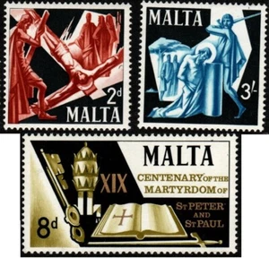 MALTA 1967 Martyrdom (3) SG 382-4 Unhinged Mint - Picture 1 of 1