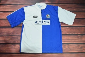 ASICS Blackburn Rovers 1994 Home Football Shirt Mens White Blue Top size XXL - Picture 1 of 4