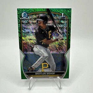 2023 Bowman Chrome 1st Braylon Bishop 26/99 BCP-90 Green Shimmer Parallel SP - Picture 1 of 2