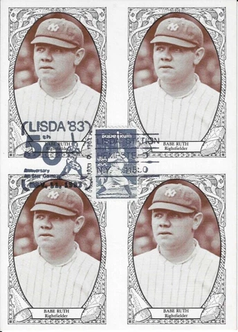 d1948 NEW YORK YANKEES - BABE RUTH - 11/11/1983 Postcard - Hempstead, NY Cover