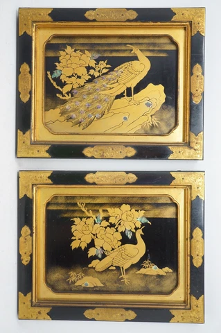 Japanese Cabinet Sliding Door Set with Beautiful Bird Images from Japan 0601D7 Cover