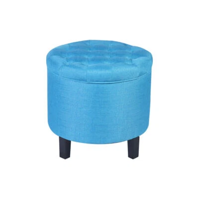 Large Round Storage Ottoman Square PU Leather Vanity Stool Home Footrest Table - Image 1 of 4