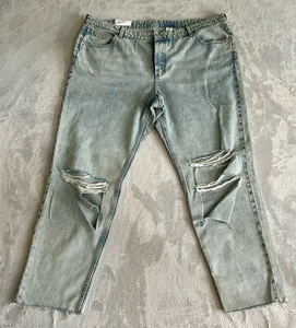 H&M Jeans NWT Womens 18 &Denim Boyfriend Low Waist Loose Fit Distressed Light - Picture 1 of 15
