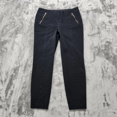 Calça Alfani Feminina 6 Preta Cintura Baixa Magra Costura Frontal Zíper Bolsos Elásticos - Imagem 1 de 4