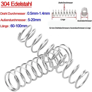Druckfeder 0.5mm-1.4mm Drahtdurchmesser 304 Edelstahl Kleine Feder / Spiralfeder - Picture 1 of 24