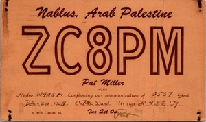 HAM RADIO CQ QSL CARDS STAMPED ZC8PM NABLUS ARAB PALESTINE 1948 - Picture 1 of 2