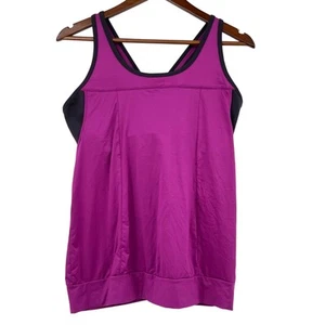 PrAna workout tank top pullover cross back built in bra bubble hem size XL - Picture 1 of 9