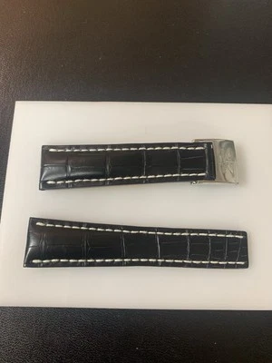 Correa de Reloj Breitling, Cocodrilo Negro Incluye Despliegue Acero Inoxidable Foto 1 de 4