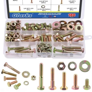 180 Teile 1/4"-20 8 Grobgewinde Sechskantschrauben Muttern Schrauben Scheiben Sortiment Set, ... - Bild 1 von 7