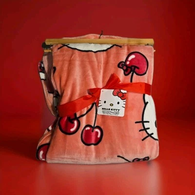Hello Kitty Cherry Bow Throw Blanket 60" X 70" - Image 1 of 3