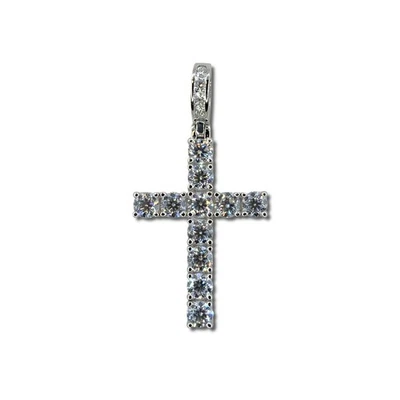 Silver Cross Pendant Necklace Charm - 925 Sterling Silver VVS1 D Color - Image 1 of 4