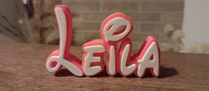 LEILA PERSONALIZE DISNEY NAME PLATE SIGN CUSTOM DOOR TAG FONT WALL BEDROOM PINK - Picture 1 of 1