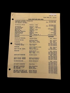 Star Trek VI 1991 Paramount Crew List Leonard Nimoy Greg Jein Film Rare Script - Picture 1 of 4