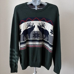 Maglione Vintage Dockers Alce Uomo XL Cacciatore Verde Vacanze Fiera Isola Natale - Foto 1 di 6