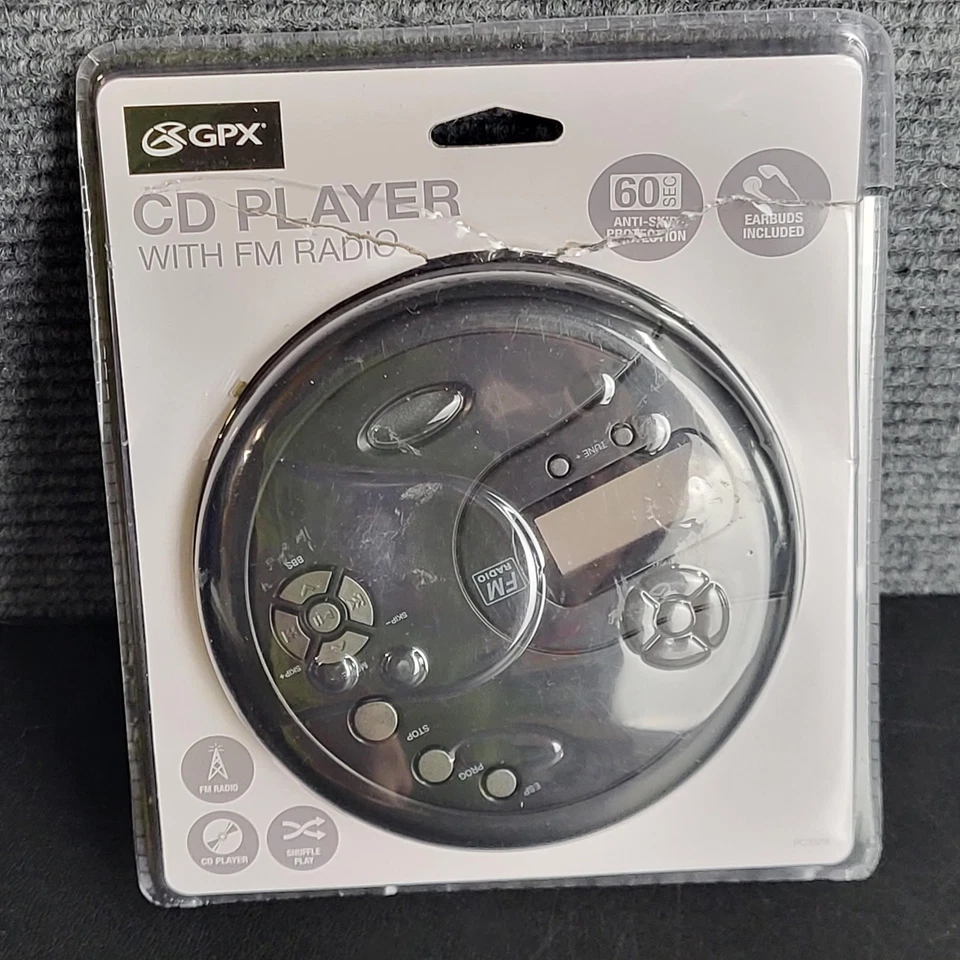 Reproductor de CD GPX con radio FM negro PC332B portátil 60 segundos ¡solo piezas antideslizantes!! Foto 1 de 4