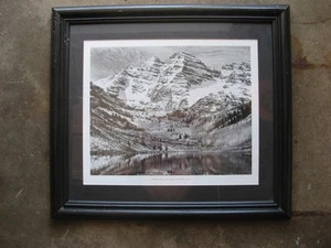 ANSEL ADAMS 9x12" Impresión de Foto 'MAROON BELLS ASPEN COLORADO-1951' enmarcada - Imagen 1 de 5