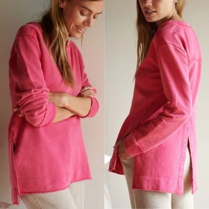 Anthropologie Pilcro Split Hem Tunic Sweatshirt Womens L Large Pink - Picture 1 of 7
